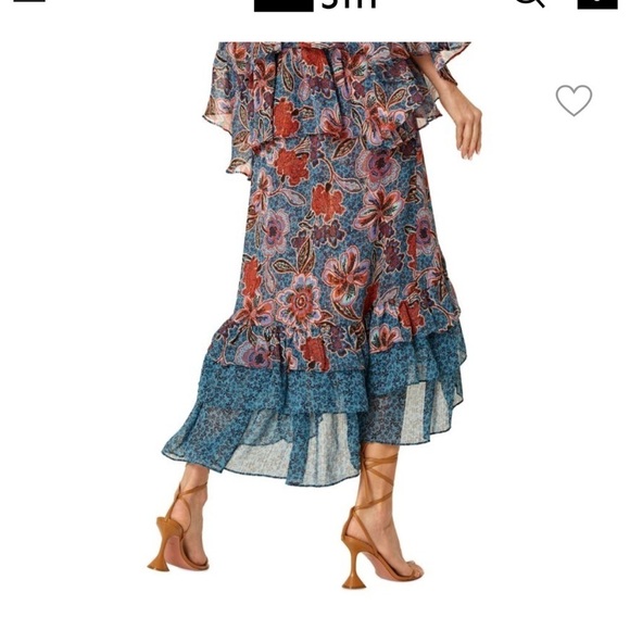 MISA LOS ANGELES- Esti Floral High-Low Midi-Skirt- Small - Picture 4 of 8